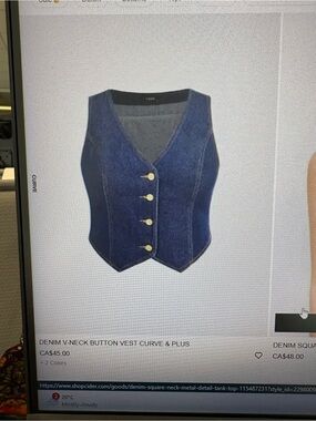 Cider Dark Blue Denim vest with Contrast Stitching